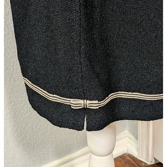 Vintage St. John Stretch Boucle Knit Black Dress Size 10 Bow Midi Jackie O - Picture 4 of 10